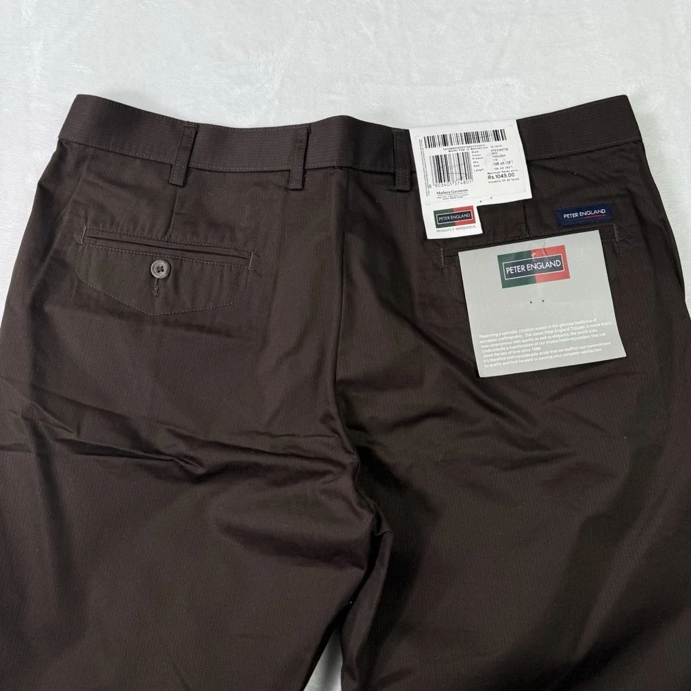 Peter England Dress Pants 38x33 Brown Modal Woven Trousers NWT‎